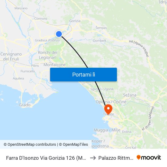 Farra D'Isonzo Via Gorizia 126 (Mainizza) to Palazzo Rittmeyer map