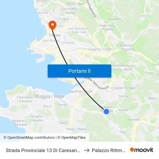 Strada Provinciale 13 Di Caresana 103 to Palazzo Rittmeyer map