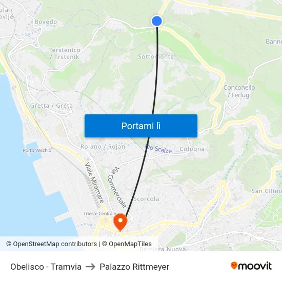 Obelisco - Tramvia to Palazzo Rittmeyer map