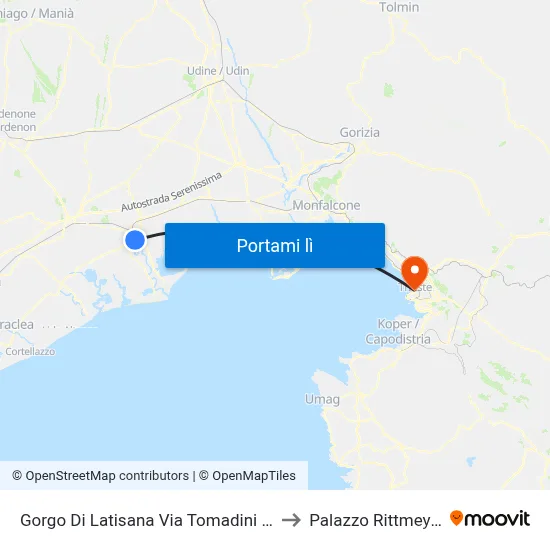 Gorgo Di Latisana Via Tomadini 46 to Palazzo Rittmeyer map