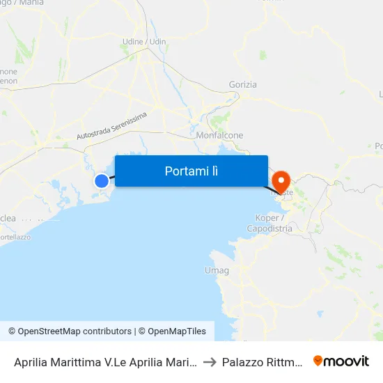 Aprilia Marittima V.Le Aprilia Marittima to Palazzo Rittmeyer map