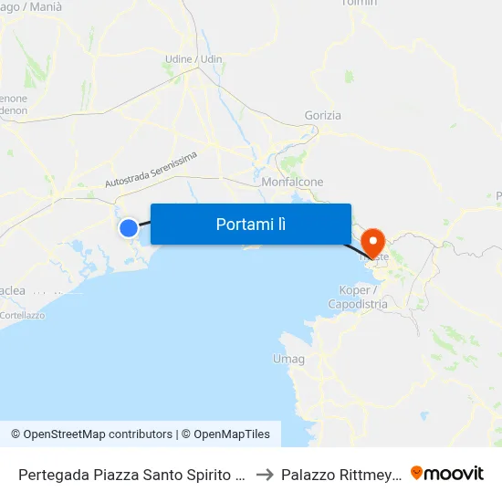 Pertegada Piazza Santo Spirito 10 to Palazzo Rittmeyer map