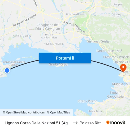 Lignano Corso Delle Nazioni 51 (Agenzia Audax) to Palazzo Rittmeyer map
