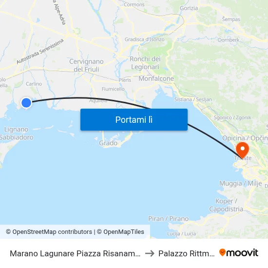 Marano Lagunare Piazza Risanamento 13 to Palazzo Rittmeyer map