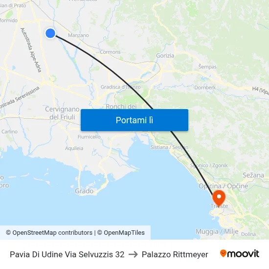 Pavia Di Udine Via Selvuzzis 32 to Palazzo Rittmeyer map