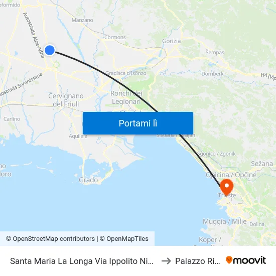 Santa Maria La Longa Via Ippolito Nievo (Fronte Civico 5) to Palazzo Rittmeyer map