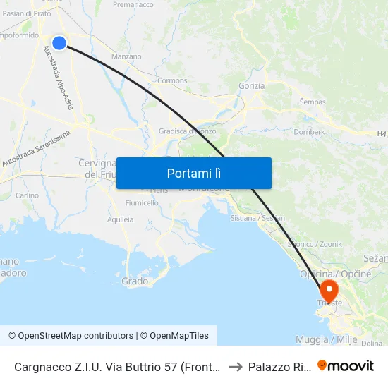Cargnacco Z.I.U. Via Buttrio 57 (Fronte Abs, Dir. Cargnacco) to Palazzo Rittmeyer map