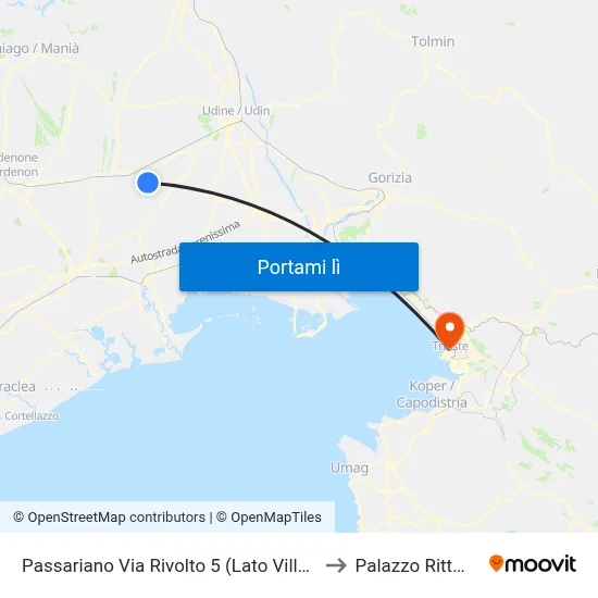 Passariano Via Rivolto 5 (Lato Villa Manin) to Palazzo Rittmeyer map