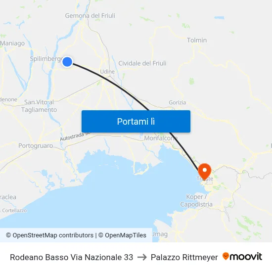 Rodeano Basso Via Nazionale 33 to Palazzo Rittmeyer map