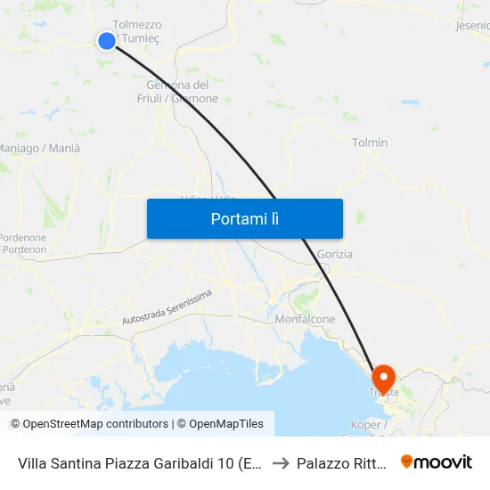 Villa Santina Piazza Garibaldi 10 (Ex Stazione) to Palazzo Rittmeyer map