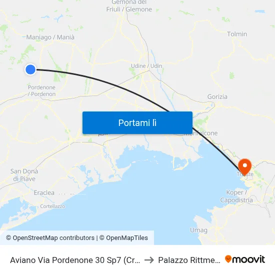Aviano Via Pordenone 30 Sp7 (Croce) to Palazzo Rittmeyer map