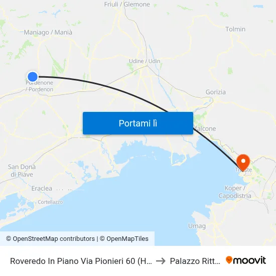 Roveredo In Piano Via Pionieri 60 (Hotel De Rosa) to Palazzo Rittmeyer map