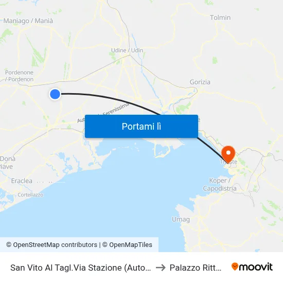San Vito Al Tagl.Via Stazione (Autostazione) to Palazzo Rittmeyer map