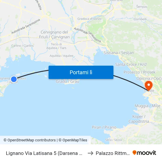 Lignano Via Latisana 5 (Darsena Vecchia) to Palazzo Rittmeyer map