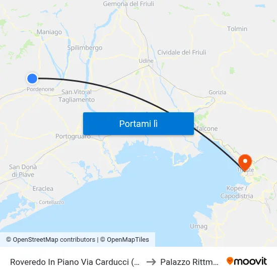 Roveredo In Piano Via Carducci (Fr.32) to Palazzo Rittmeyer map