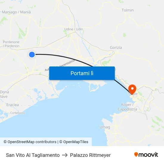 San Vito Al Tagliamento to Palazzo Rittmeyer map