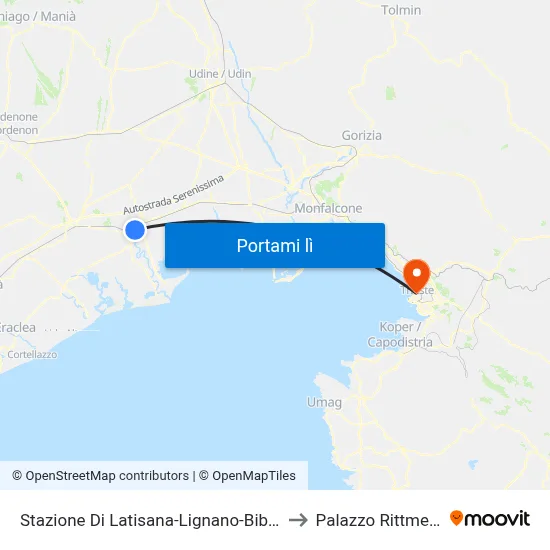 Stazione Di Latisana-Lignano-Bibione to Palazzo Rittmeyer map
