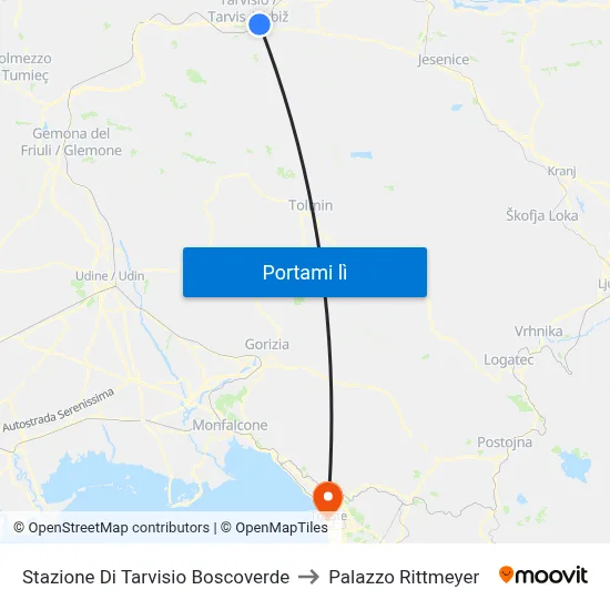 Stazione Di Tarvisio Boscoverde to Palazzo Rittmeyer map