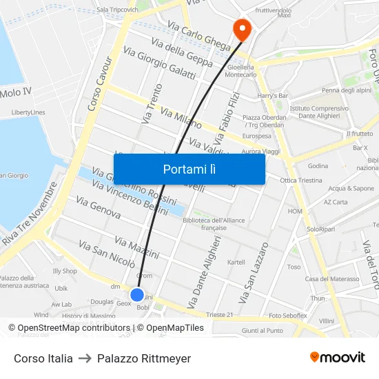 Corso Italia to Palazzo Rittmeyer map