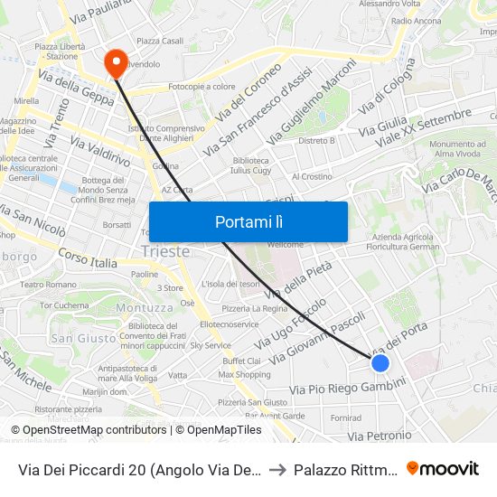 Via Dei Piccardi 20 (Angolo Via Dei Porta) to Palazzo Rittmeyer map