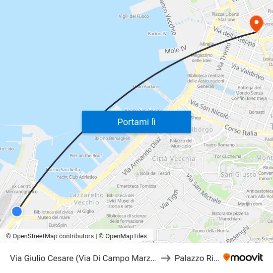 Via Giulio Cesare (Via Di Campo Marzio, Museo Ferroviario) to Palazzo Rittmeyer map