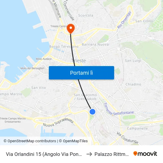 Via Orlandini 15 (Angolo Via Ponziana) to Palazzo Rittmeyer map