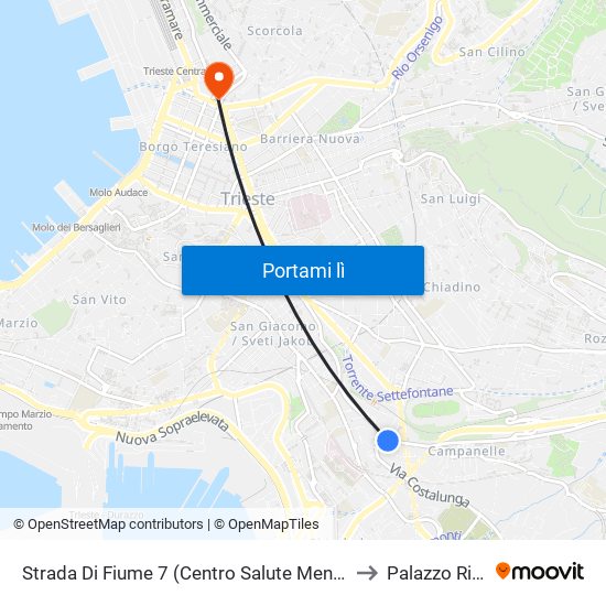 Strada Di Fiume 7 (Centro Salute Mentale Della Maddalena) to Palazzo Rittmeyer map