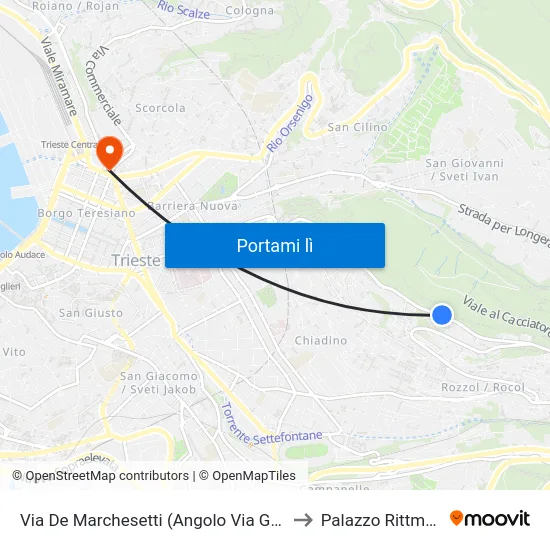 Via De Marchesetti (Angolo Via Gasser) to Palazzo Rittmeyer map