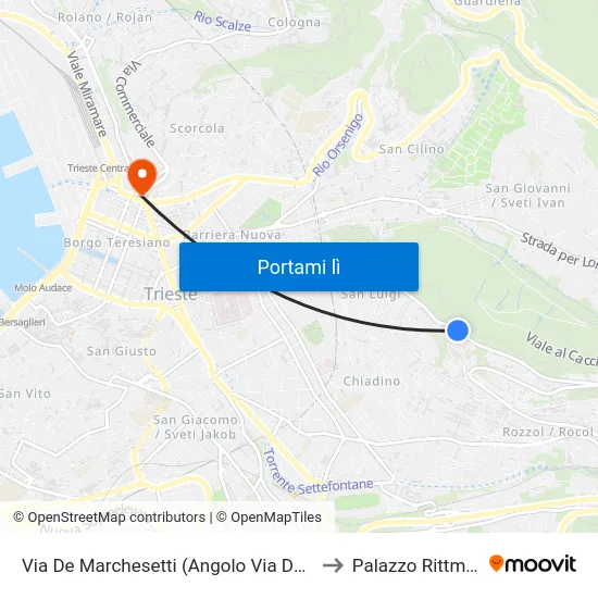 Via De Marchesetti (Angolo Via Dei Mille) to Palazzo Rittmeyer map