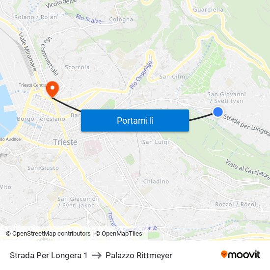 Strada Per Longera 1 to Palazzo Rittmeyer map