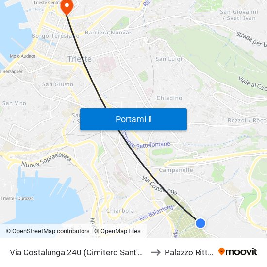 Via Costalunga 240 (Cimitero Sant'Anna, Obitorio) to Palazzo Rittmeyer map