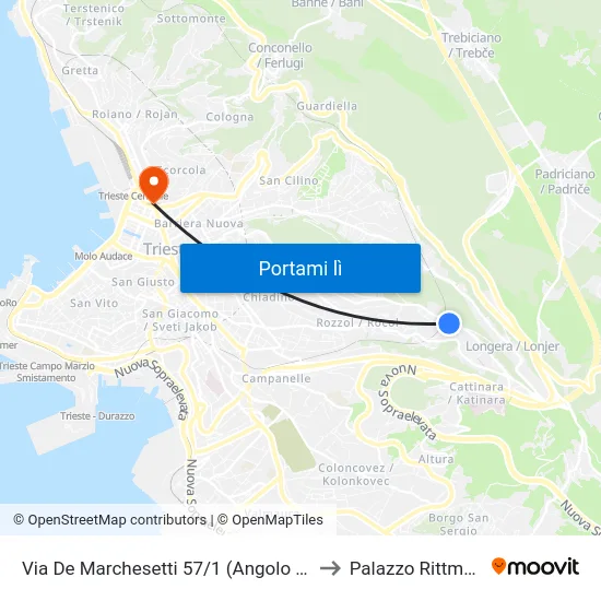 Via De Marchesetti 57/1 (Angolo Koch) to Palazzo Rittmeyer map