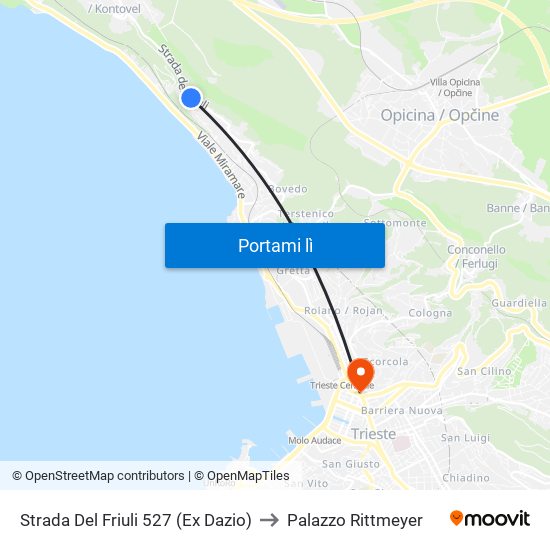 Strada Del Friuli 527 (Ex Dazio) to Palazzo Rittmeyer map