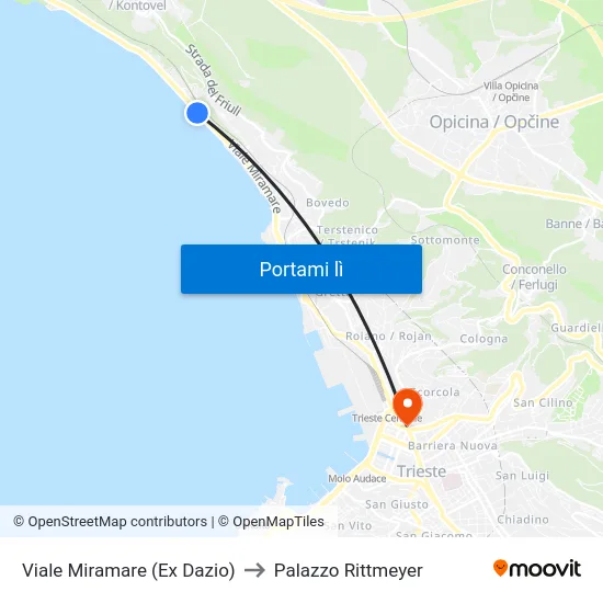 Viale Miramare (Ex Dazio) to Palazzo Rittmeyer map