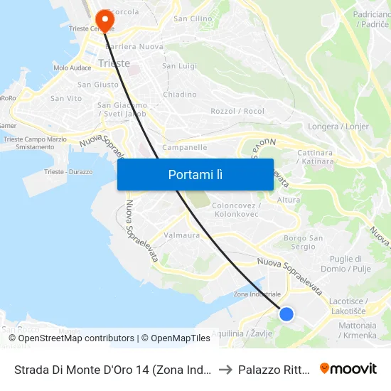Strada Di Monte D'Oro 14 (Zona Industriale Est) to Palazzo Rittmeyer map