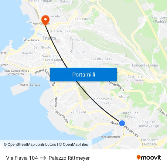 Via Flavia 104 to Palazzo Rittmeyer map