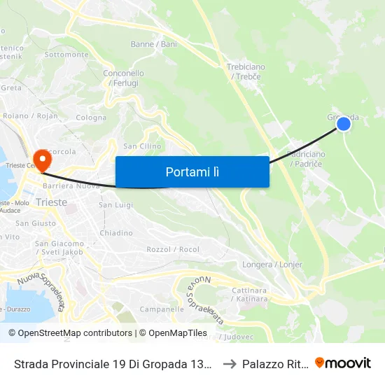 Strada Provinciale 19 Di Gropada 138 (Gropada Paese) to Palazzo Rittmeyer map