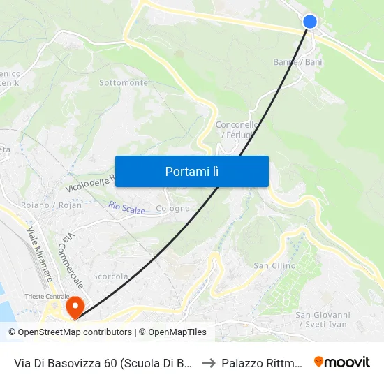 Via Di Basovizza 60 (Scuola Di Banne) to Palazzo Rittmeyer map