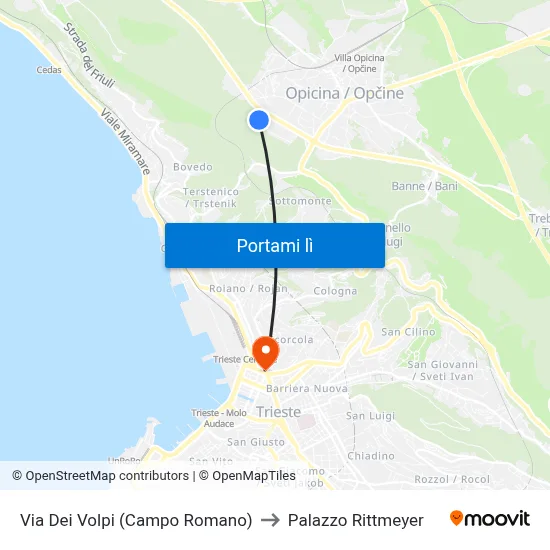 Via Dei Volpi (Campo Romano) to Palazzo Rittmeyer map