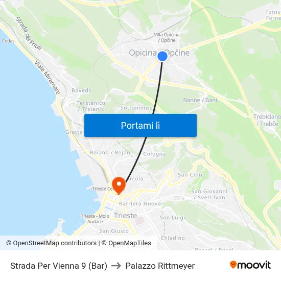 Strada Per Vienna 9 (Bar) to Palazzo Rittmeyer map