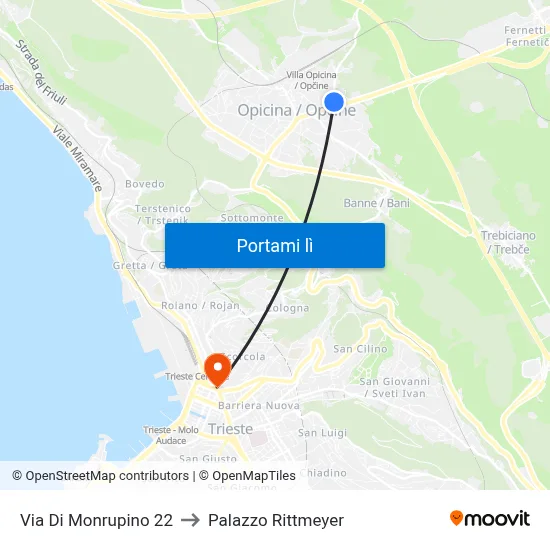 Via Di Monrupino 22 to Palazzo Rittmeyer map