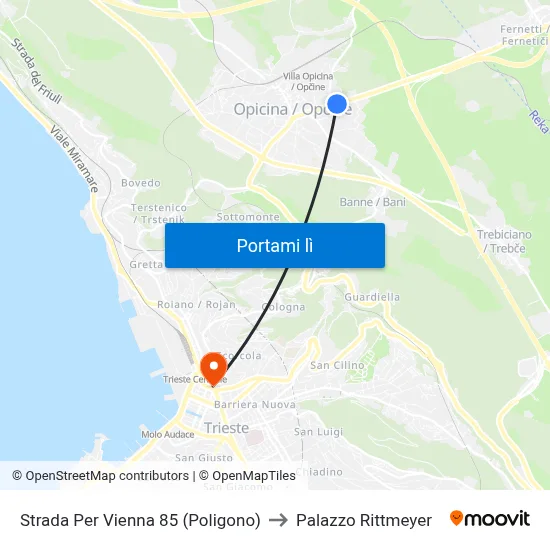 Strada Per Vienna 85 (Poligono) to Palazzo Rittmeyer map