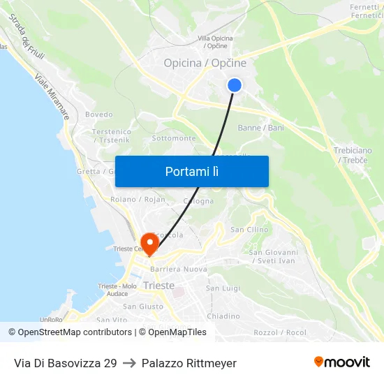 Via Di Basovizza 29 to Palazzo Rittmeyer map