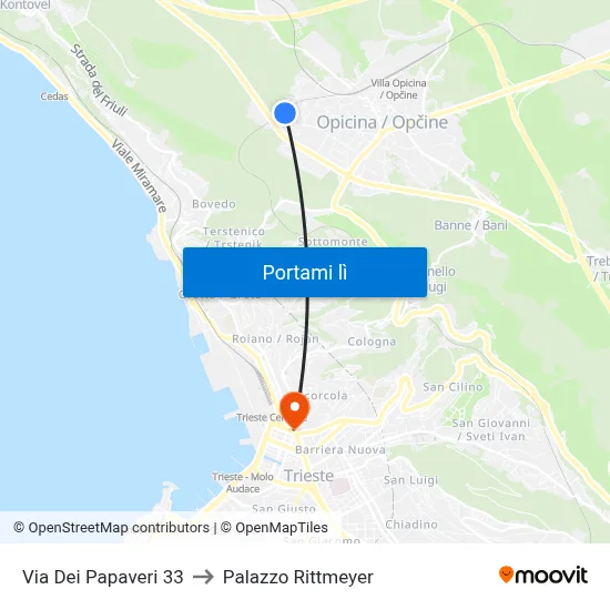 Via Dei Papaveri 33 to Palazzo Rittmeyer map