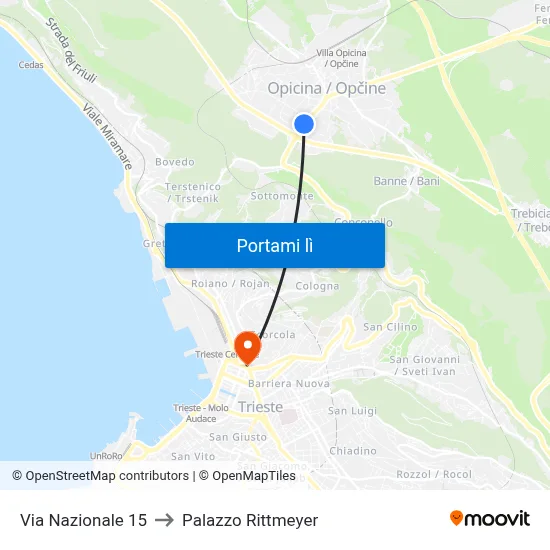 Via Nazionale 15 to Palazzo Rittmeyer map