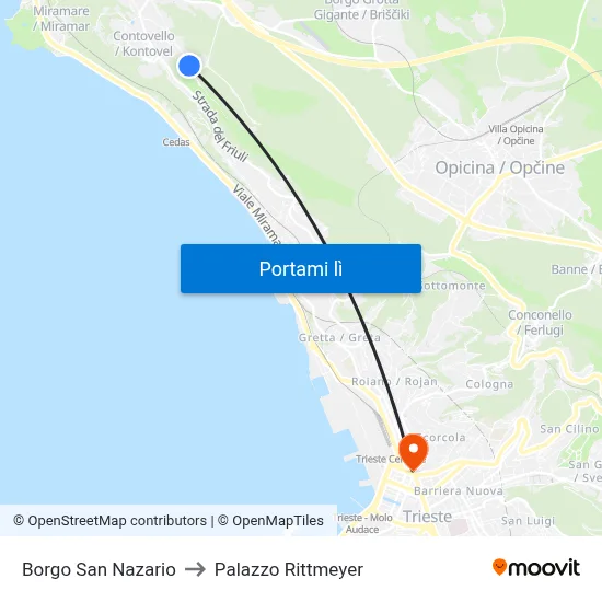 Borgo San Nazario to Palazzo Rittmeyer map