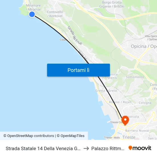 Strada Statale 14 Della Venezia Giulia 9 to Palazzo Rittmeyer map