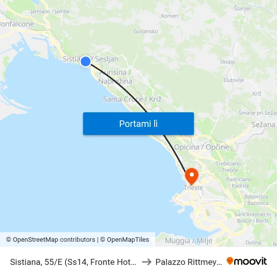Sistiana, 55/E (Ss14, Fronte Hotel) to Palazzo Rittmeyer map