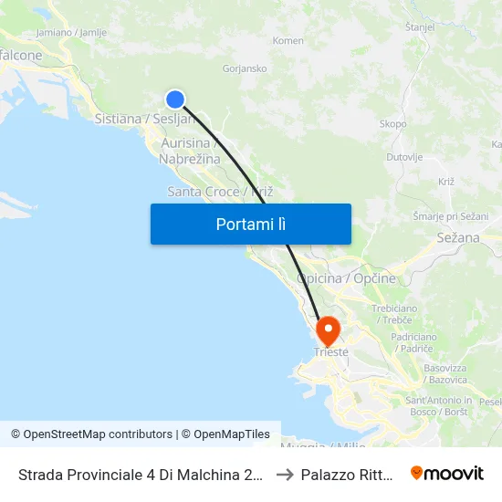 Strada Provinciale 4 Di Malchina 26 (Piazza) to Palazzo Rittmeyer map
