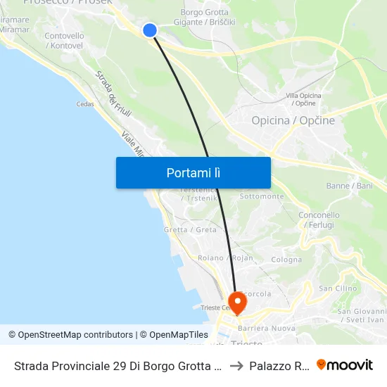 Strada Provinciale 29 Di Borgo Grotta Gigante (Campo Sportiv to Palazzo Rittmeyer map